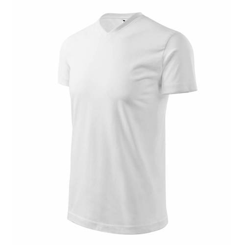 Heavy V-neck tričko unisex bílá S
