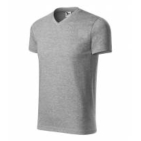 Heavy V-neck tričko unisex tmavě šedý melír S