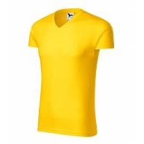 Slim Fit V-neck tričko pánské žlutá S