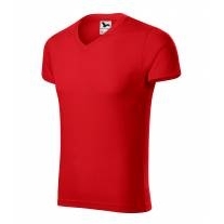 Slim Fit V-neck tričko pánské červená S