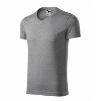 Slim Fit V-neck tričko pánské tmavě šedý melír S
