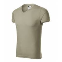Slim Fit V-neck tričko pánské světlá khaki S